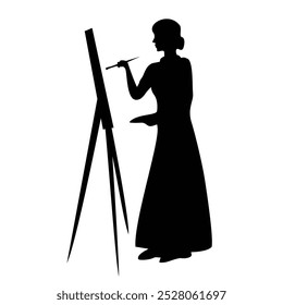 painter silhouette design. creative brush painting.