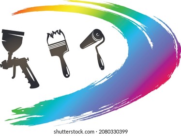 Painter symbol with tool and paint