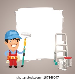Painter With Text Box In the EPS file, each element is grouped separately.