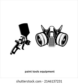 Painter tool object silhouette with mask and spray vector