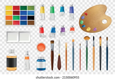Wooden Painters Palette with Colourful Paint and Brush - Vectorjunky - Free  Vectors, Icons, Logos and More
