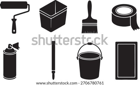 Painter tools set for house renovation and home improvement tasks