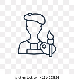 Painter vector outline icon isolated on transparent background, high quality linear Painter transparency concept can be used web and mobile