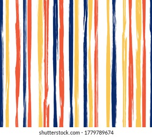 Painter vertical stripes vector seamless pattern. Grunge paintbrush texture. Freehand minimal painting seamless wallpaper ornament. Brush stroke stripes grunge pattern with organic texture.