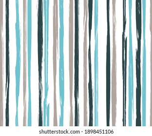 Motif vectoriel harmonieux rayures verticales de peintre. Texture du trait de brosse grunge. Peinture fraîche main, ornement d'impression de mode harmonieux. Motif grunge à bande de brosse avec texture sèche.