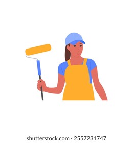 Painter, Women Career Flat Vector Illustration