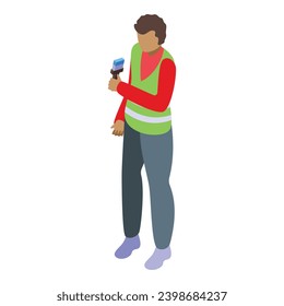 Painter worker icon isometric vector. Professional decoration work. Renovation house interior