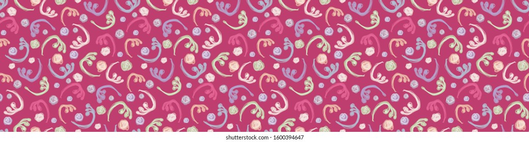 Painterly floral motif vector watercolor background. Seamless swirl seed style repeat pattern. Delicate hand painted boho bloom for textile all over print, home decor. Aquarelle artistic repeat tile. 