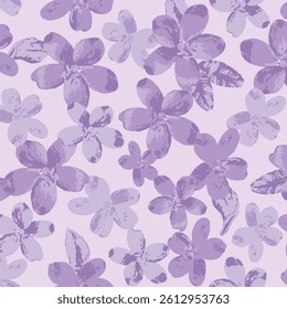 Painterly Floral Seamless Pattern with Blush lavender for Textile Print on Fabric