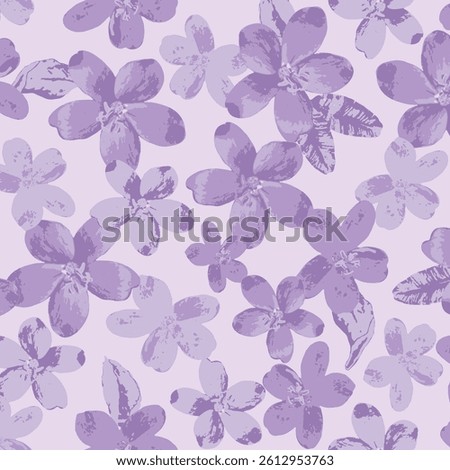 Painterly Floral Seamless Pattern with Blush lavender for Textile Print on Fabric