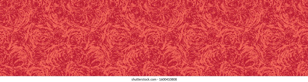 Painterly red rose floral motif vector watercolor border background. Seamless flower banner pattern. Delicate hand painted feminine bloom for textile edging. Artistic pink ribbon trim.