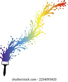 Los pintores cepillan y gotean gotas de pintura coloreada. Símbolo de pintura y pintor de casa