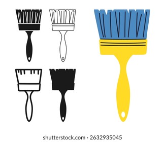 Painters brush for repair icon symbol set. Modern professional paint brush drawing tool symbol stylized design vector. Paint brushes flat sign professional construction tool repair simple icon design