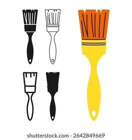 Painters brush for repair icon symbol set. Modern professional paint brush drawing tool symbol stylized design vector. Paint brushes flat sign professional construction tool repair simple icon design