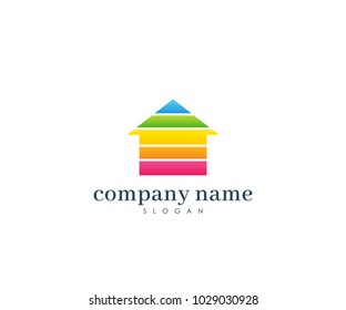 Painters Company Name Logo, Painting Logo, Home, House, Full Color Vector Template