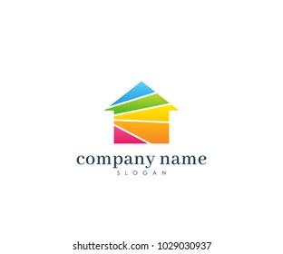 Painters Company Name Logo,  Painting Logo, Home, House, Full Color Vector Template