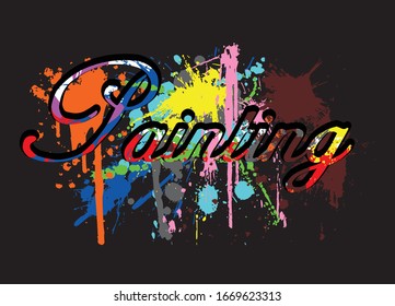 Painting 3d text style effect template 