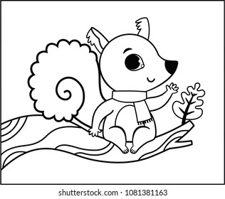 Painting activity for children. Cartoon Squirrel. Vector Illustration.