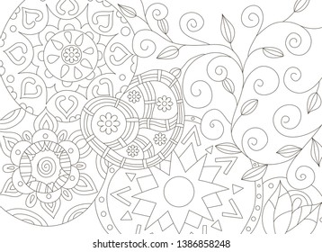 Painting for adult anti stress coloring page, book.