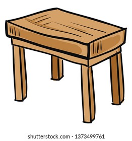 Painting of an ancient wooden table brown in color well-suited for performing office tasks and study vector color drawing or illustration 
