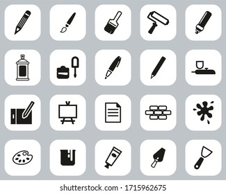 Painting & Art Equipment Icons Black & White Flat Design Set Big