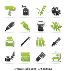 Painting and art object icons - vector icon set