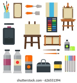 Painting Art Tools Palette Icon Set Stock Vector (Royalty Free ...