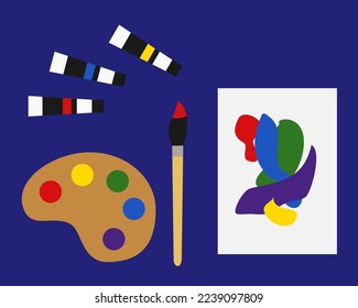 Painting art vector. Artist job. Isolated colorful abstract painting vector.