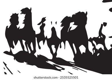 Painting artistic drawing of a herd of Arabian horses