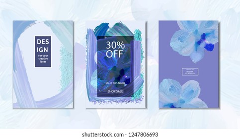 Painting background of a colorful brush stroke  and orchid, oil or acrylic paint design element for presentations, flyers, leaflets, postcards and posters. Vector illustration