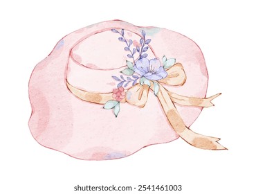 A painting of beautiful flowers on a pink hat