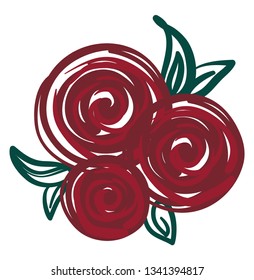 Painting of beautiful red roses vector color drawing or illustration 