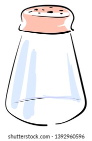 Painting of a big salt shaker with few pores in the pink screw cap is all set ready to season the dishes and recipes  vector  color drawing or illustration