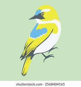 painting of a bird on  light shade of green background