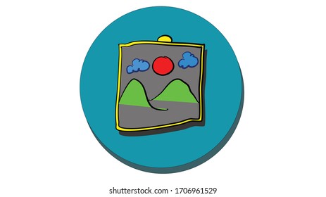 The painting in a blue circle
