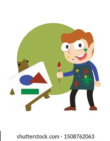 painting boy vector illustration design