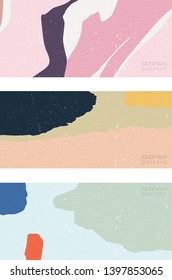 Painting brush background vector. Pink abstract template with grunge texture. Landscape pattern.
