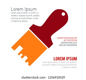 Painting brush with drop of paint symbol. Symbol on white background