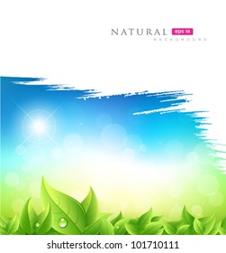 Painting brush green natural concept background, vector illustration