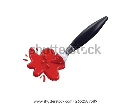 Painting brush icon 3d render concept of painting on red color painting brush icon vector illustration
