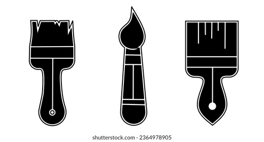 Painting brush icon collection. An illustration of a black painting brush icon. Stock vector.