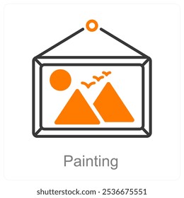 Painting and brush icon concept