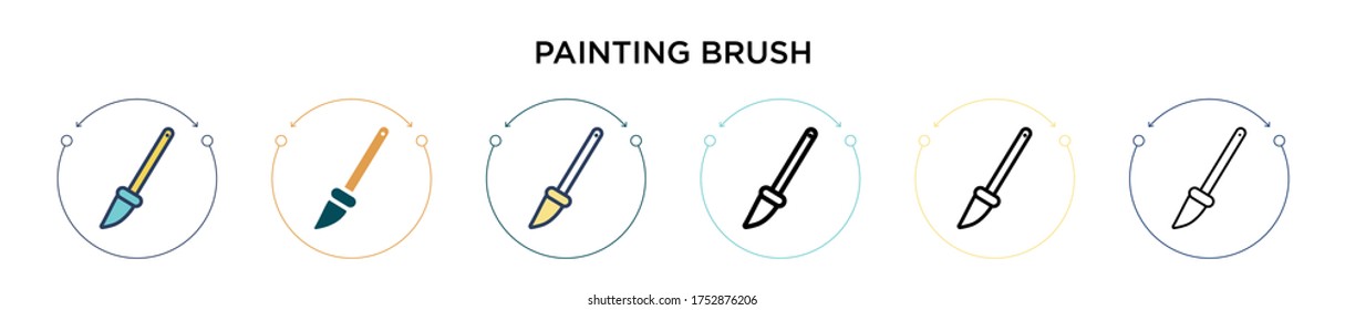 Painting brush icon in filled, thin line, outline and stroke style. Vector illustration of two colored and black painting brush vector icons designs can be used for mobile, ui, web