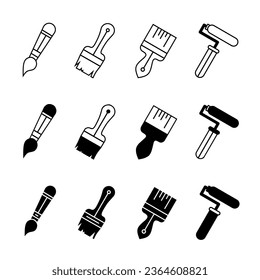 Painting brush icon illustration collection. Design icon. Stock vector.