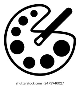 painting brush icon or logo illustration outline black style