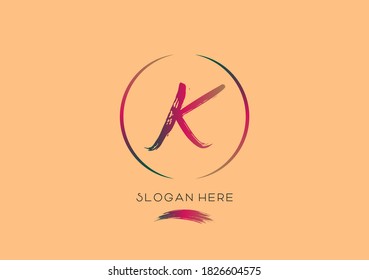 painting brush letter K logo design