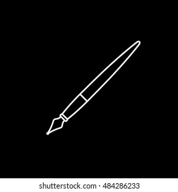 Painting Brush Line Icon On Black Background