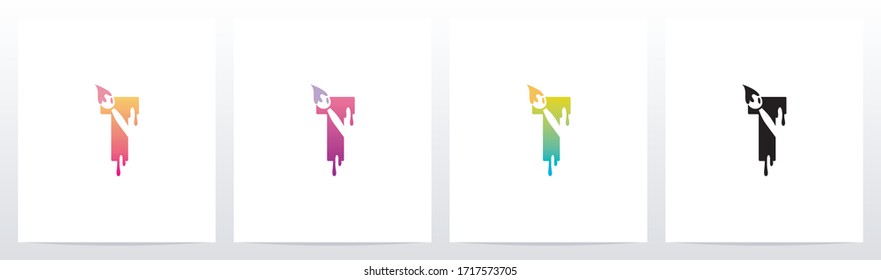 Painting Brush On Letter Logo Design T 