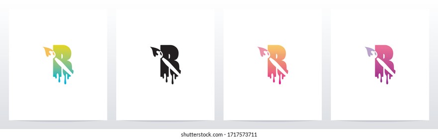 Painting Brush On Letter Logo Design R 