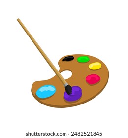 Painting brush and painting palette, painting supplies vector, school supplies vector 